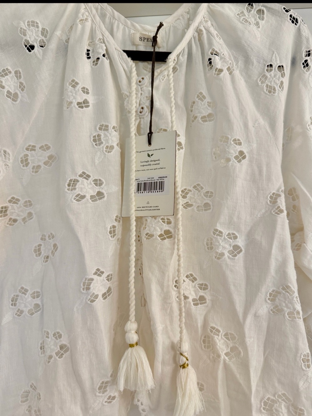 NWT Spell And The Gypsy Love Note Broderie Blouse In Star White - Picture 4 of 8